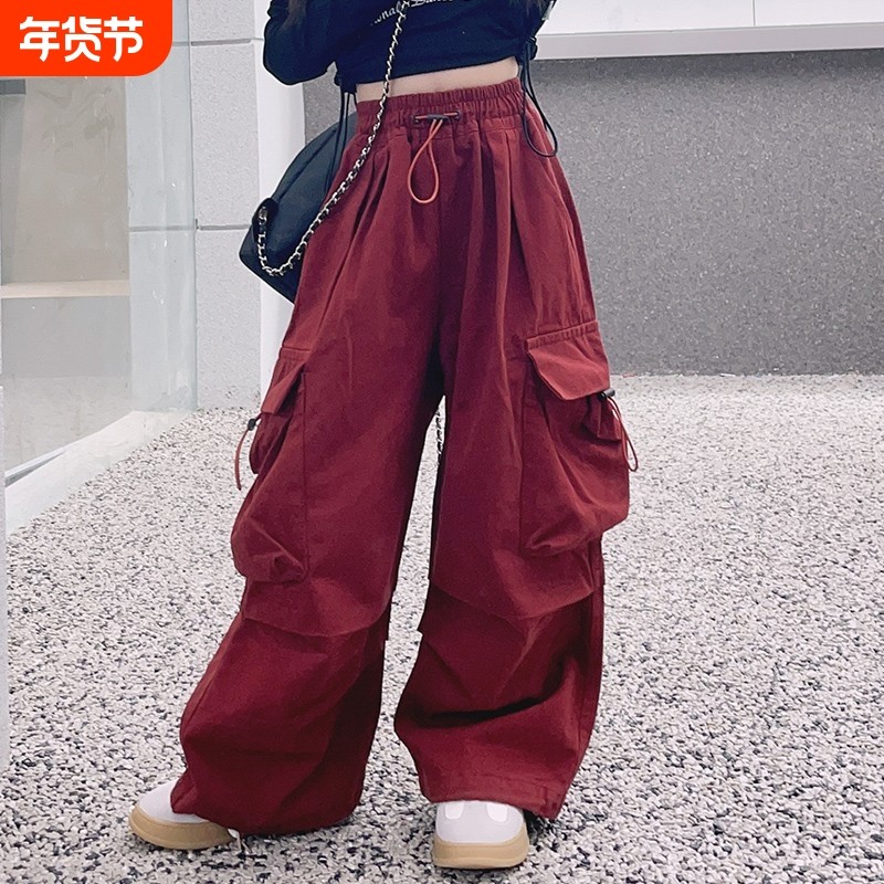 女童工装裤炸街爵士舞裤女大童春秋季阔腿裤儿童宽松休闲裤子洋气,童装/婴儿装/亲子装,裤子,淘宝优惠券,粉丝福利购,淘宝优惠卷