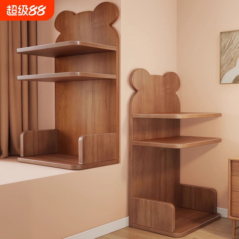 实木书架落地置物架资料展示架图片
