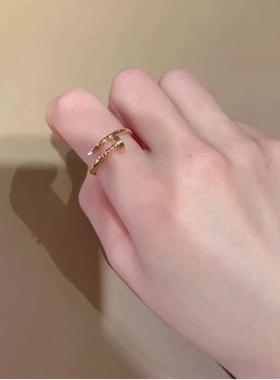 原创无钻钉子戒指女小众设计感高级轻奢食指戒情侣对戒玫瑰金黄金