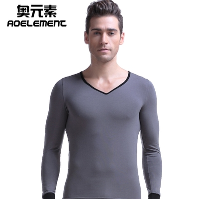 男士基础内衣单件上衣保暖大V领