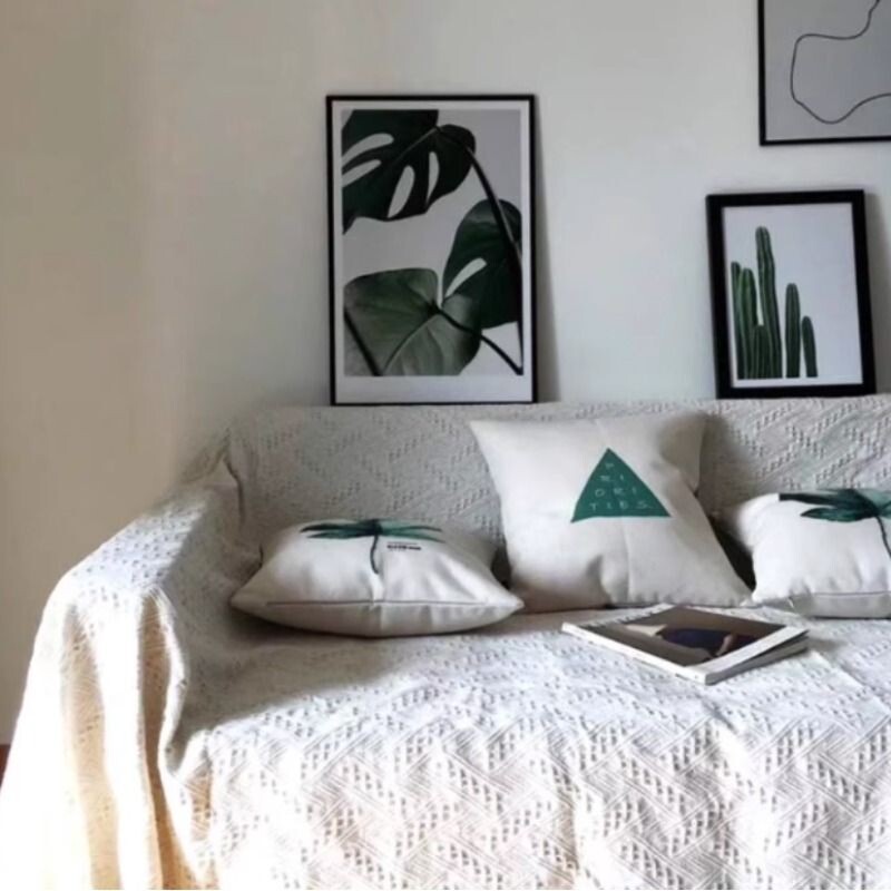 轻奢沙发巾白色沙发垫沙发罩靠背巾线毯沙发套布艺沙发毯盖布简约