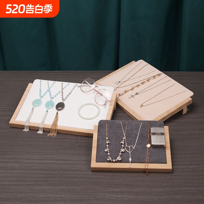 竹木项链展示架饰品柜台店铺首饰陈列道具珠宝首饰项链手链收纳架