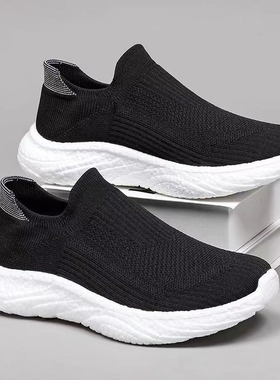 男鞋一脚蹬袜子超软运动鞋高档百搭轻便休闲鞋