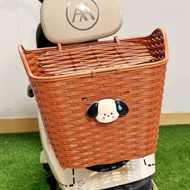 电动车后置储物筐可爱卡通摩托电瓶车后尾放东西置物神器防水挂篮
