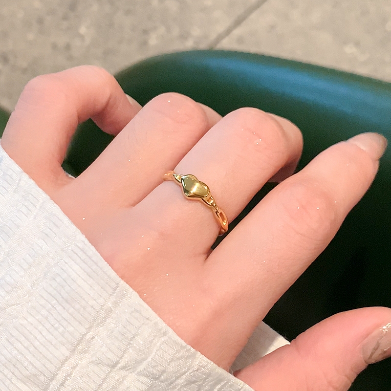 金色爱心链条戒指女个性高级感