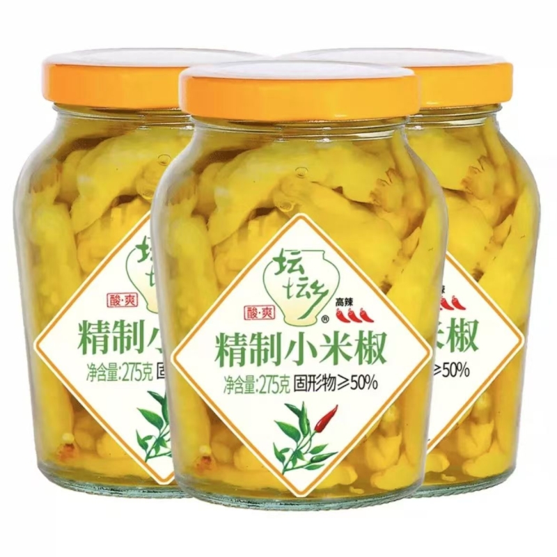 坛坛乡小米椒275g瓶装香辣泡椒湖南泡椒凤爪调料腌制小辣椒拌饭
