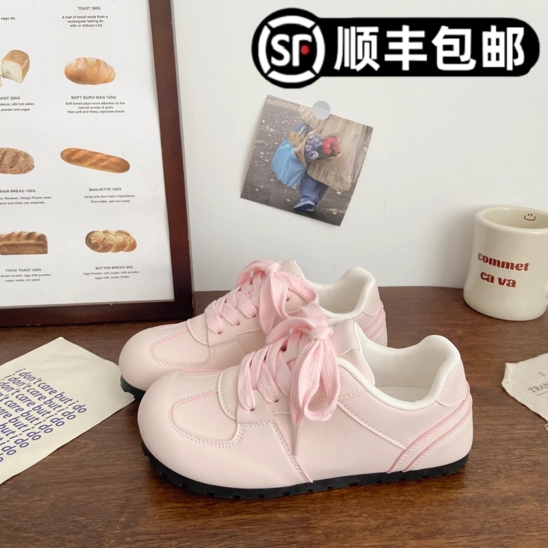 丑萌德训板鞋女粉色春夏新款chic小众百搭圆头学生大头阿甘小白鞋
