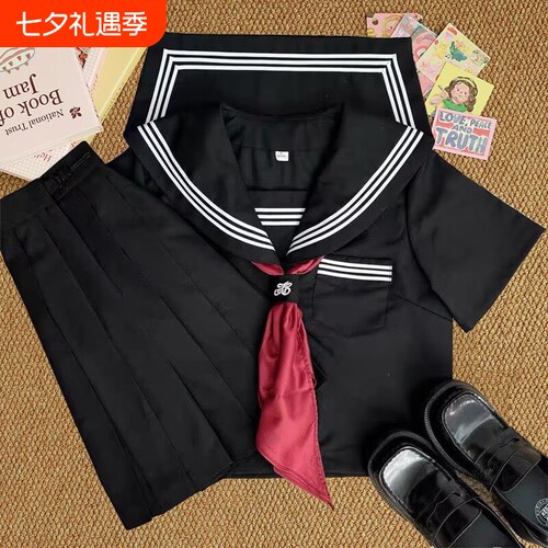 基础款jk制服短裙套装不良长袖学院风改良黑三本全套正版jk水手服