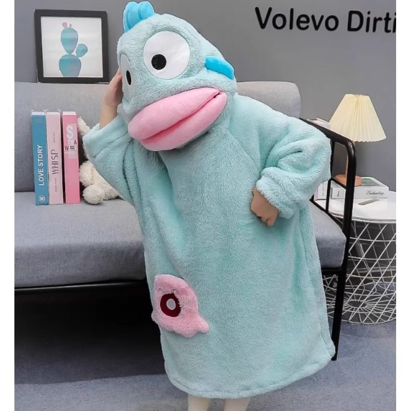 新款可爱小丑鱼儿童睡袍男女童冬季加厚珊瑚绒卡通连体家居服居家