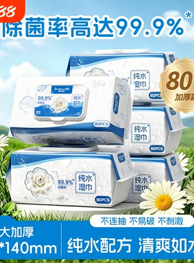 99.9%除菌湿巾家用大包湿纸巾清洁巾纸手口可用卫生无酒精