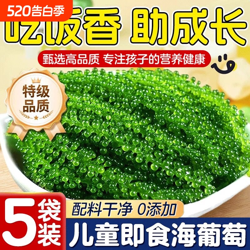 海葡萄儿童即食植物鱼子酱海藻凉拌菜盐渍水葡萄浆海草健康好吃