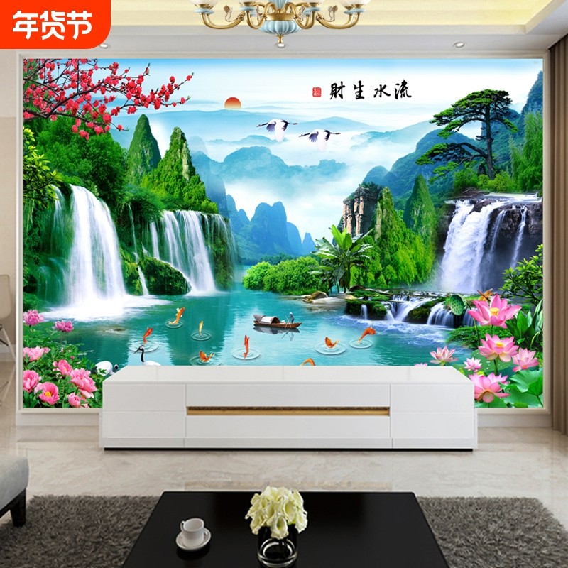 墙贴山水画壁画风景画客厅装饰画沙发背景墙挂画贴画墙纸自粘电视,家居饰品,现代装饰画,淘宝优惠券,粉丝福利购,淘宝优惠卷