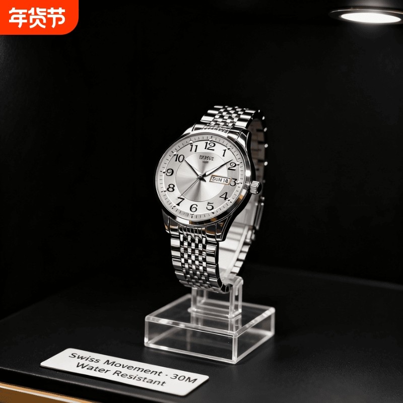 手表瑞士名表正品全自动机械风石英表商务高级感夜光防水时尚钢带