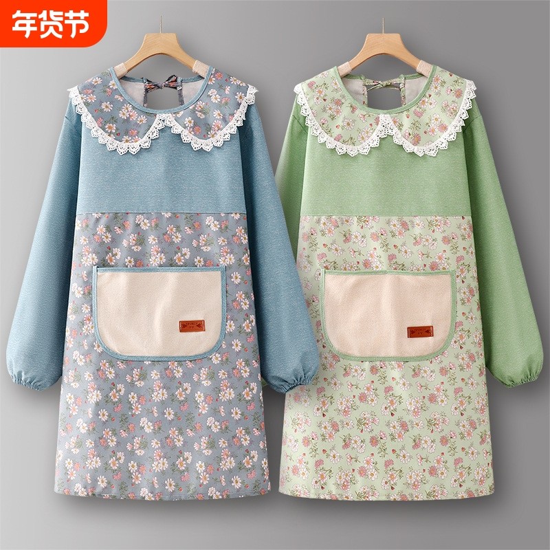 干活帆布长袖围裙厨房家用耐磨罩衣女士新款围腰 防水防油防烫,家庭/个人清洁工具,围裙套装,淘宝优惠券,粉丝福利购,淘宝优惠卷