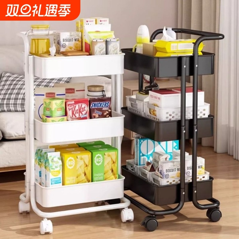 小推车置物架厨房落地多层浴室卫生间移动婴儿卧室零食收纳储物架
