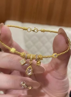 龙心同款手链新中式葫芦盘缠女款高颜值铃兰花吊坠算盘珠手串镀金