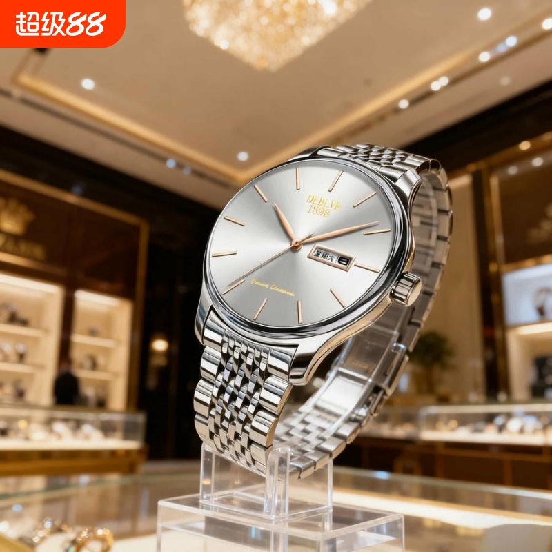 腕表高级感男士男款手表全自动非机械表正品名牌钢带商务防水石英