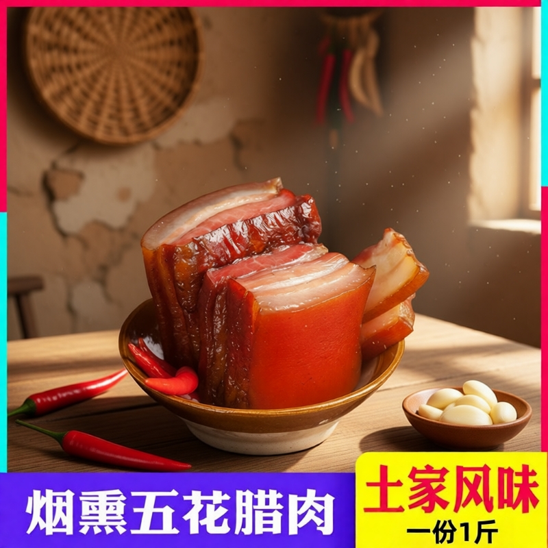 腊五花肉湖北恩施特产正宗农家烟熏腌肉湖南贵州四川重庆川味腊肉