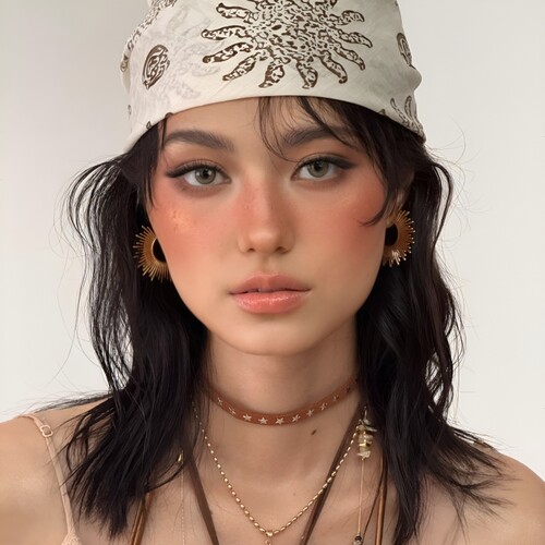海风太阳花头巾女夏薄款美式复古高级感小方巾街头时尚独特丝巾潮