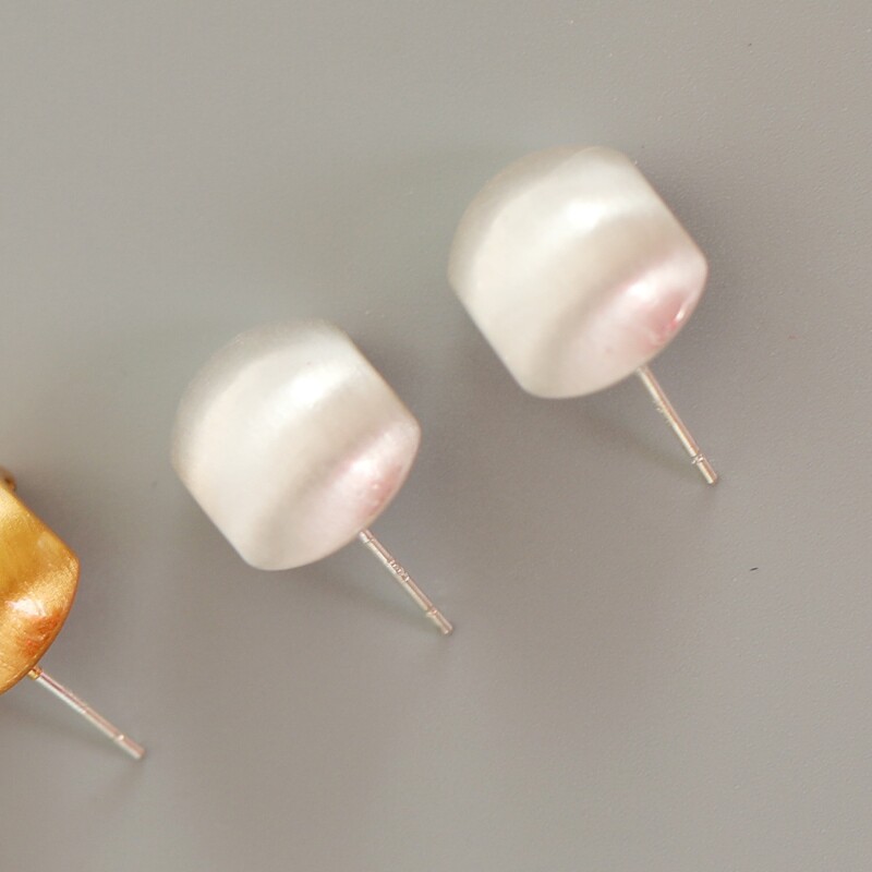 欧美简约冷淡风S925银针拉丝耳钉设计感小众高级感法式耳环真金女