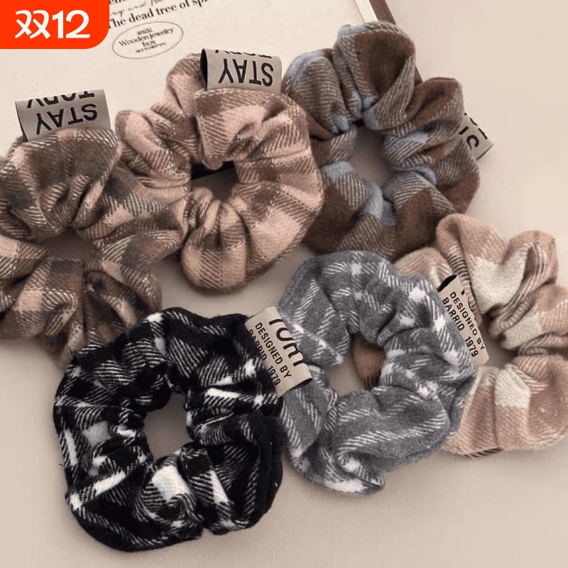 高弹力毛绒针织大肠发圈女2025新款扎头皮筋发绳秋冬耐用头绳头饰