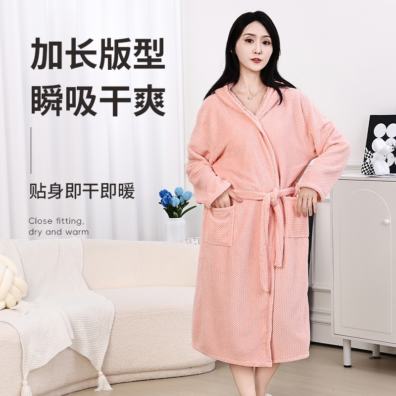 浴袍睡袍长款可穿浴巾吸水柔软加厚秋冬季女学生速干洗澡浴衣情侣