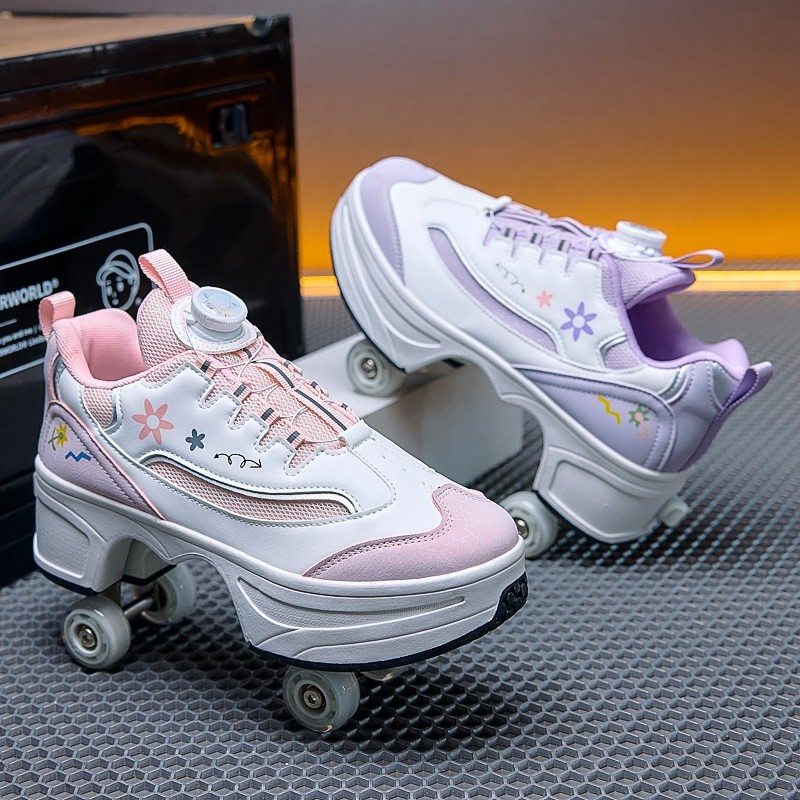 暴走鞋女童四轮隐形2026新款可自动收缩儿童成人滑轮旱冰溜冰鞋男