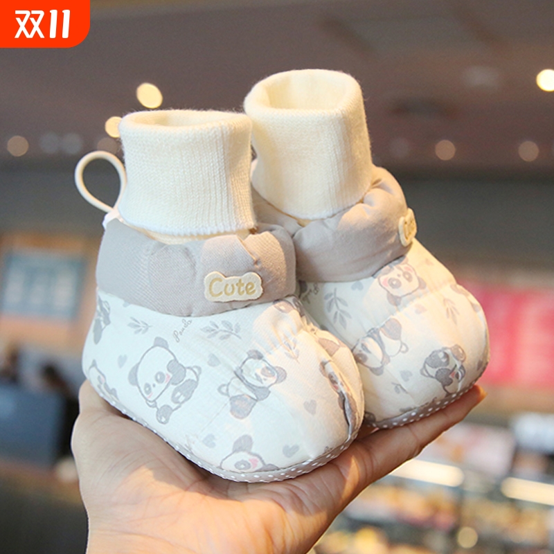 冬季宝宝加绒步前棉鞋0-12个月卡通长筒防掉加绒加厚男女婴儿鞋6