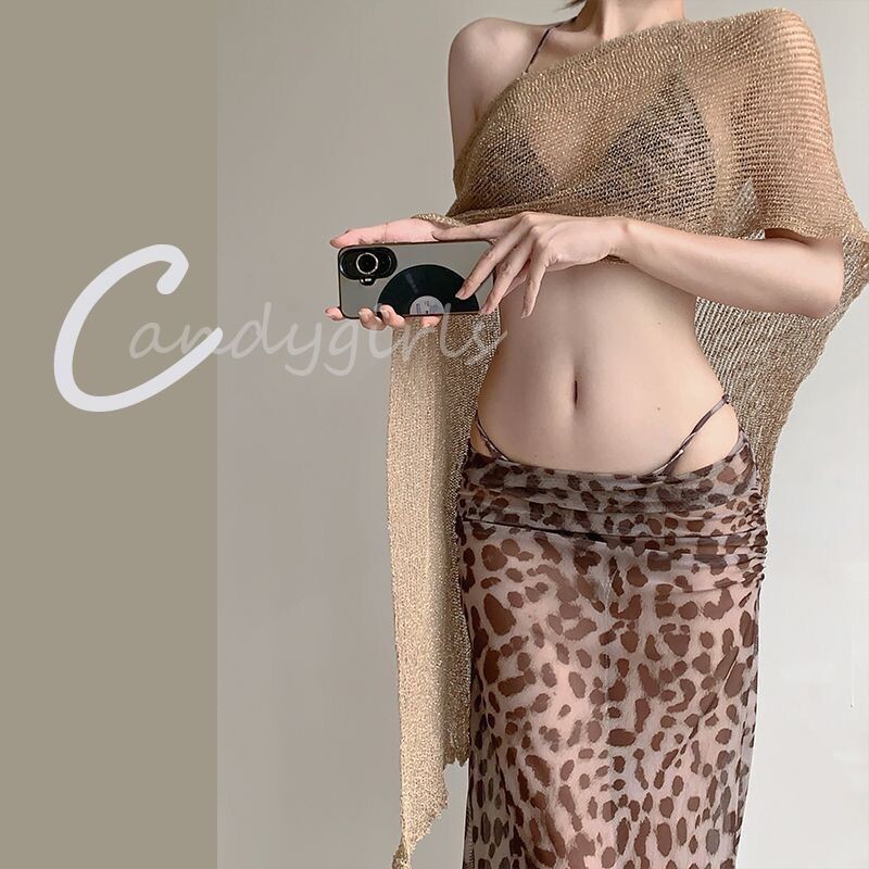 Candygirls欧美泳衣女性感豹纹高级显瘦氛围感比基尼度假温