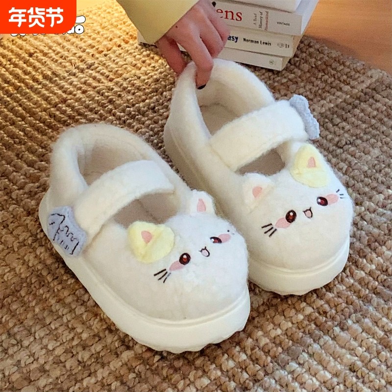 细细条可爱小猫lolita鞋魔术贴棉鞋女冬ins外穿软萌玛丽珍豆豆鞋,女鞋,棉鞋,淘宝优惠券,粉丝福利购,淘宝优惠卷