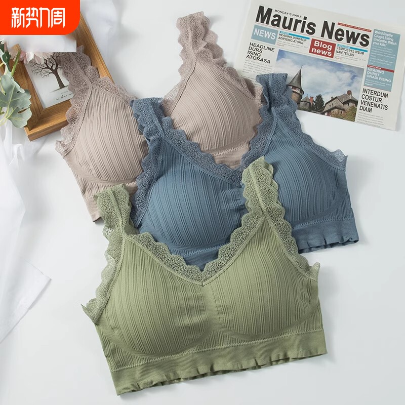 抹胸无钢圈内衣女背心式蕾丝性感小胸美背内搭运动文胸罩贴肤聚拢