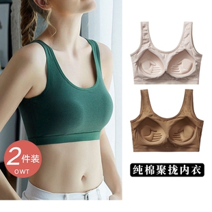 纯棉内衣少女学生无钢圈聚拢防下垂运动文胸罩美背固定显大内搭