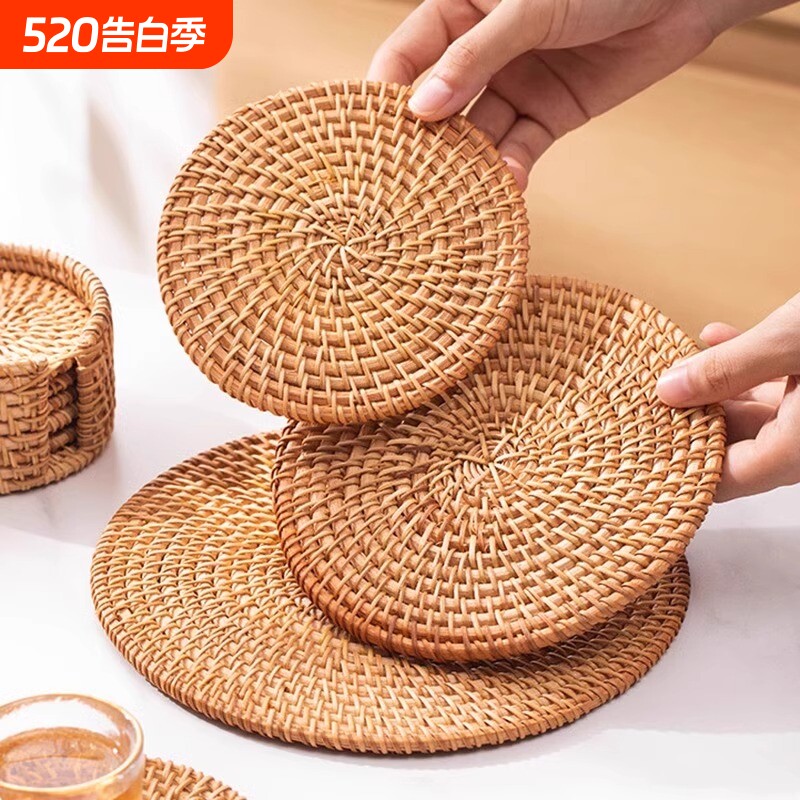 藤编隔热垫子家用防烫锅垫碗垫耐高温餐桌垫耐热盘子垫杯垫茶壶托