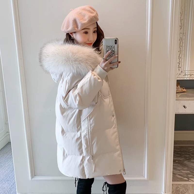 户外羽绒服女中长款冬季2025新款爆款宽松小个子加厚大毛领白鸭绒