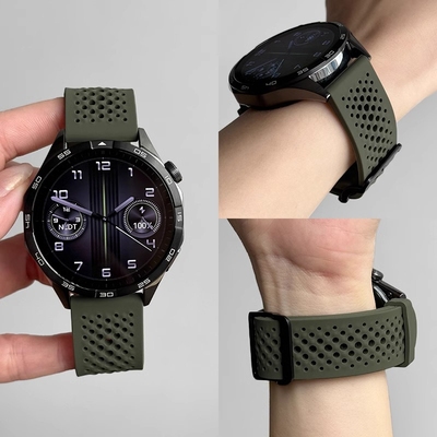 适用华为GT4表带watchgt3Pro手表带液态硅胶透气watch4pro运动GT2夏新款高级感GT1男女20mm22mm橙色表盘红色