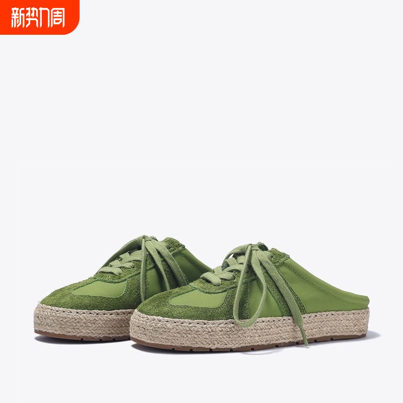 厚底包头半拖鞋女2026欧洲站夏季新款真皮渔夫鞋一脚蹬凉拖鞋休闲