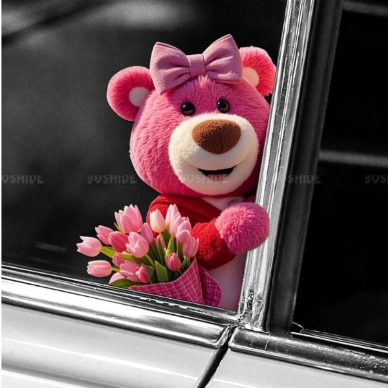 草莓熊车贴搞笑可爱卡通车身车窗电动车摩托车划痕遮挡装饰汽车贴