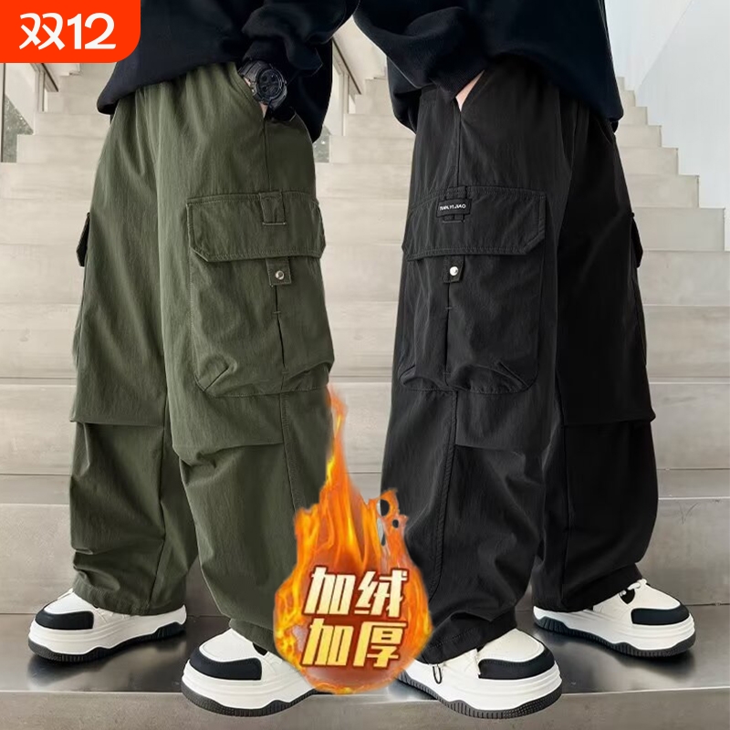 男童裤子2026新款今年流行爆款儿童工装裤中大童冬季男孩加绒长裤