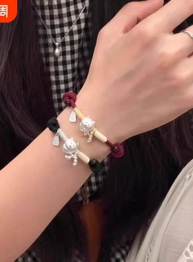 足银999自嘲熊手链纯银男女生