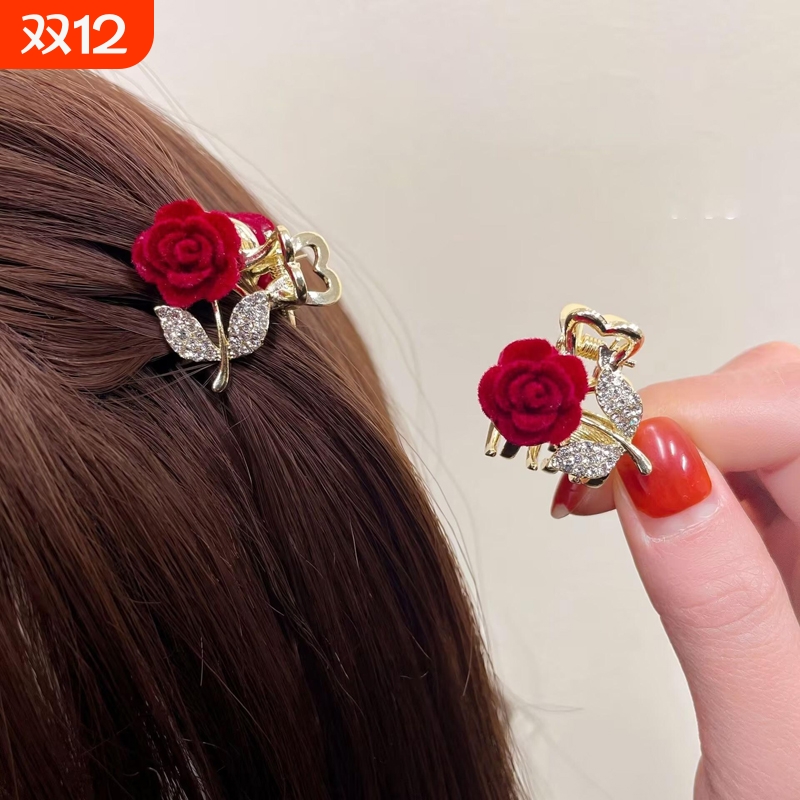 红色玫瑰花发夹|超2000次加购
