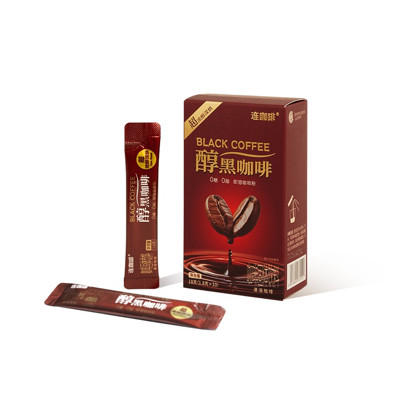 连咖啡 超浓醇深烘醇黑咖啡 0糖0脂 1.8克x10条