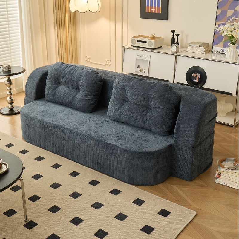 布艺海绵压缩沙发床折叠一体两用新款客厅房间卧室双人懒人榻榻米