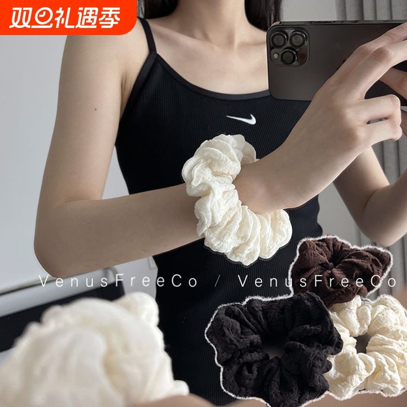 简约法式大肠头绳女扎高级感发饰复古气质发圈纯色早秋发绳丸子头