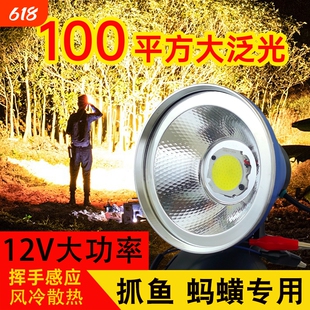 先锋狼散光12v外接电瓶强光头灯led超亮大光斑黄光钓鱼蚂蝗专用