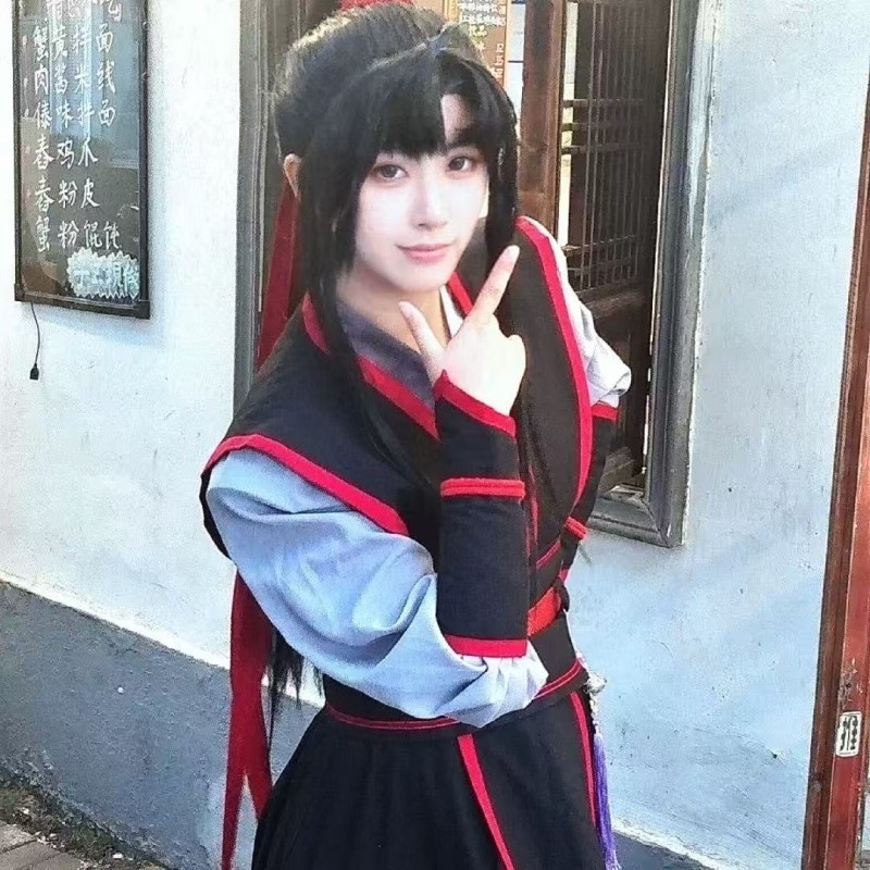 魏无羡cos服少年羡夷陵老祖儿童假发靴子笛子天子笑