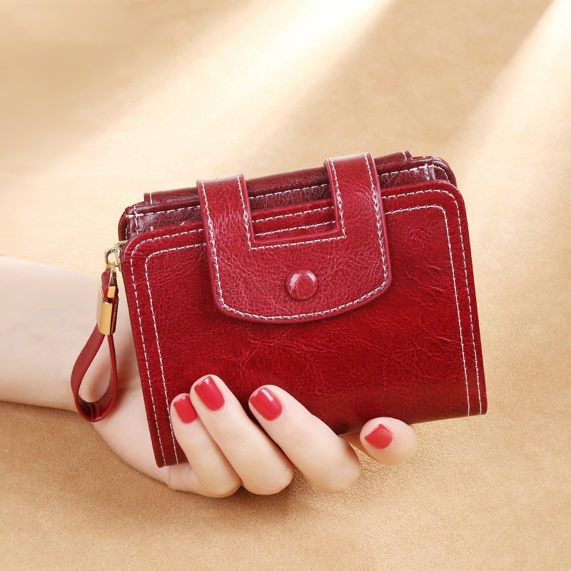 2025新款时尚小钱包女士三折短款多卡位零钱包大容量搭扣钱夹证件