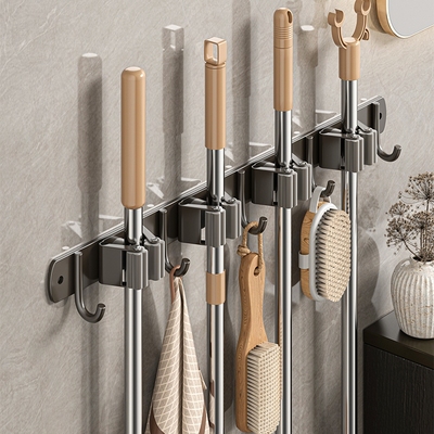 拖把壁挂夹挂扫把免打孔拖把夹挂钩固定架卫生间墙上收纳神器浴室