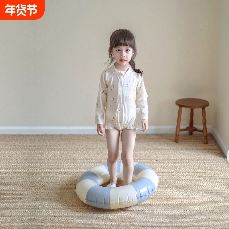 女童夏季连体长袖泳衣速干宝宝海边防晒衣女孩游泳碎花边可爱泳装,童装/婴儿装/亲子装,泳衣裤,淘宝优惠券,粉丝福利购,淘宝优惠卷