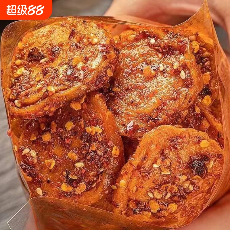 麻辣烤面筋圈手工辣条香辣烧烤味大面筋片即食休闲解馋小零食批发