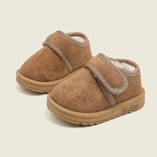 男女童1 婴儿学步鞋 6岁3防水 冬季 实心软底加绒加厚保暖雪地靴棉鞋